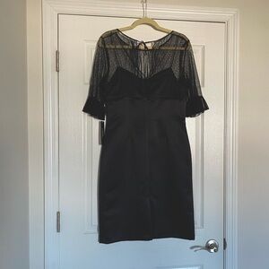Tahari black dress. Satin bottom with sheer lace top.